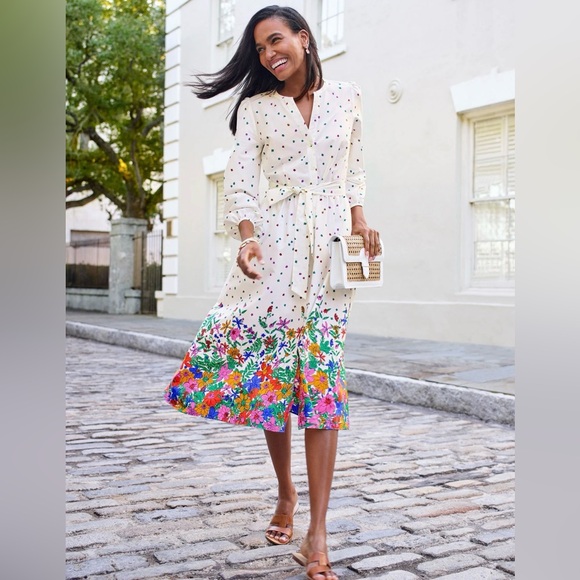 Talbots Dresses & Skirts - TALBOTS Poplin Shirtdress in Blissful Floral Easter plus size cotton dress 22W